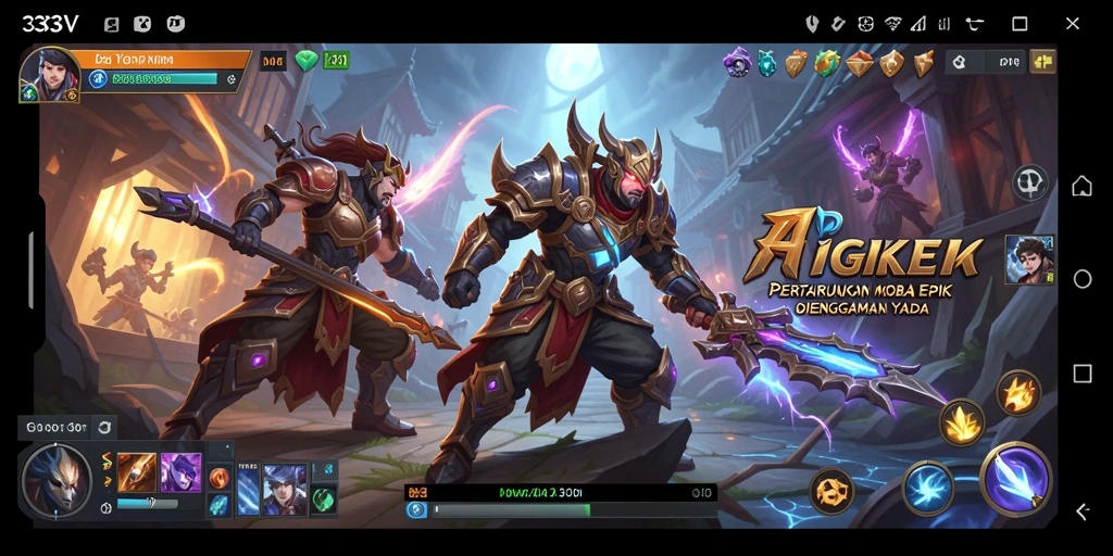 Tampilan atraktif gameplay MOBA dalam 333V dengan karakter dan pertarungan seru.