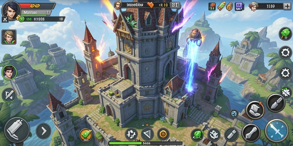 Tampilan gameplay menarik dari 4P4P dalam aksi Tower Defense.