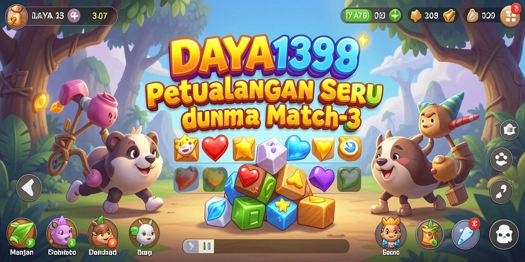 Screenshot menunjukkan gameplay seru dari DAYA138 Match-3.