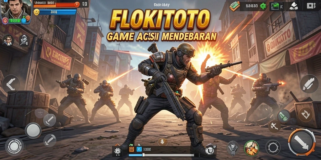 Tampilan gameplay <strong>FLOKITOTO</strong> yang mendebarkan dan penuh aksi.