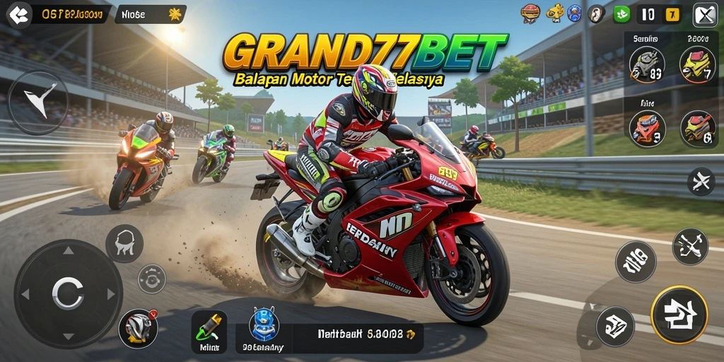 Tampilan gameplay balapan motor yang seru dan menantang.