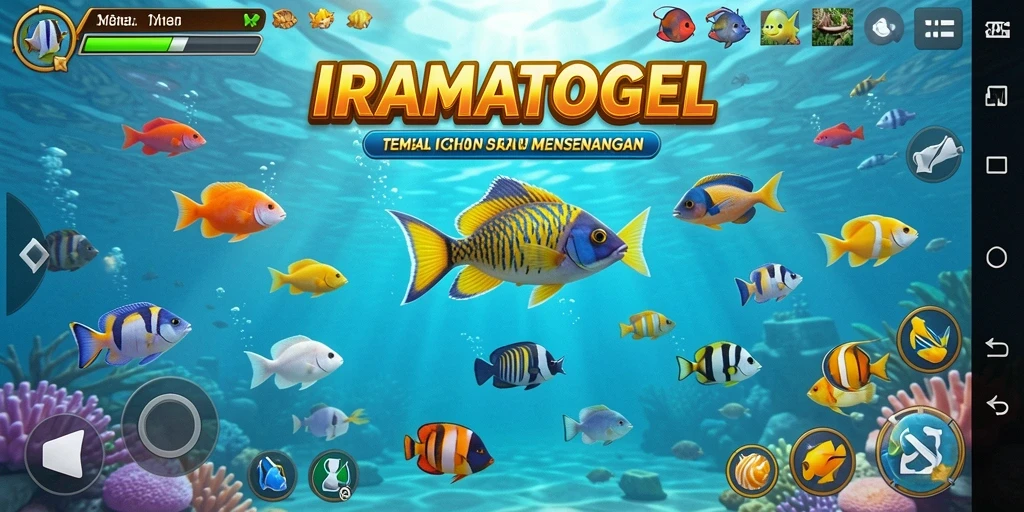 Tampilan gameplay seru IRAMATOGEL dengan aksi tembak ikan.