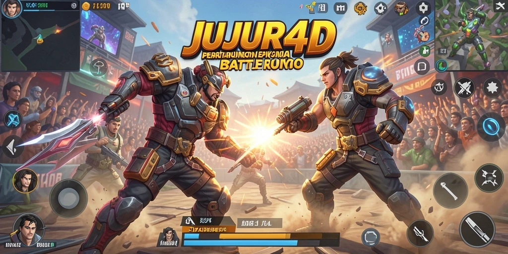 Tampilan gameplay seru dan mendebarkan di JUJUR4D Battle Royale.