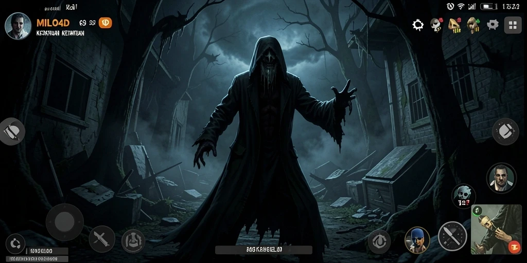 Screenshot gameplay <strong>MILO4D</strong> dengan suasana menyeramkan yang sangat intens.