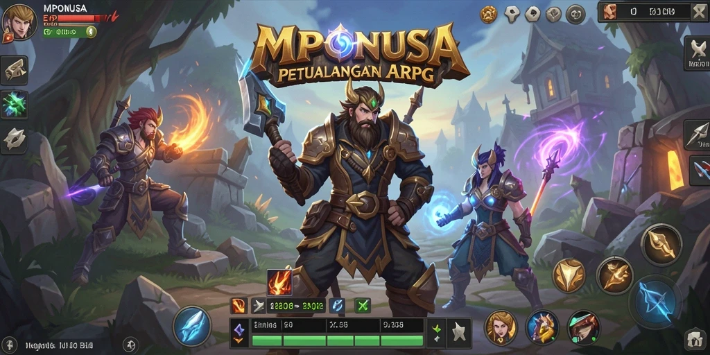 Tampilan dinamis gameplay ARPG MPONUSA yang menakjubkan.
