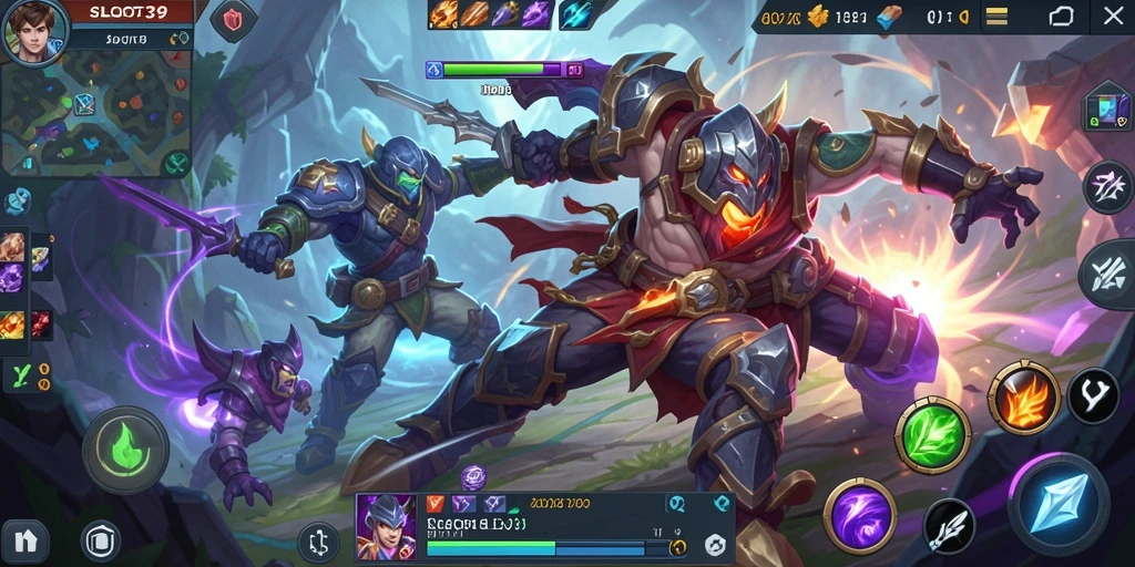 Screenshot SLOT39 menampilkan aksi seru dalam permainan MOBA.