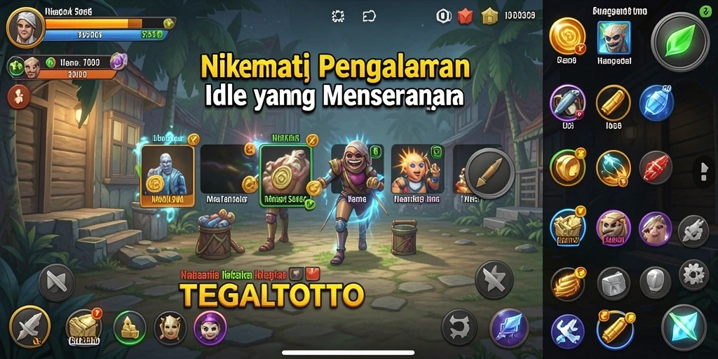 Tampilan gameplay TEGALTOTO dengan mekanika Idle yang menarik.
