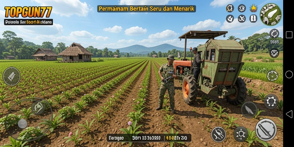 Screenshot <strong>TOPGUN77</strong> menunjukkan gameplay bertani yang interaktif dan menarik.