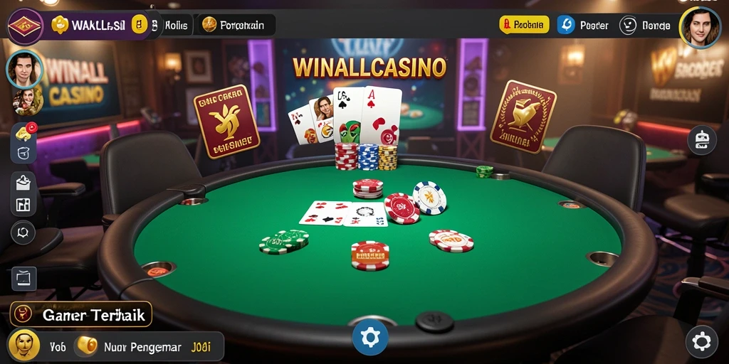 Tampilan gameplay seru Poker di WINALLCASINO yang memukau.
